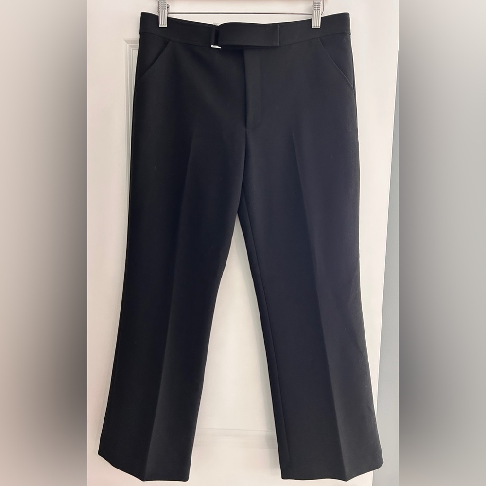 Club Monaco Black Wide-Leg Extended-Tab Waist Trousers - Size 10 - Picture 2 of 6